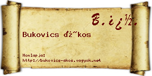 Bukovics Ákos névjegykártya
